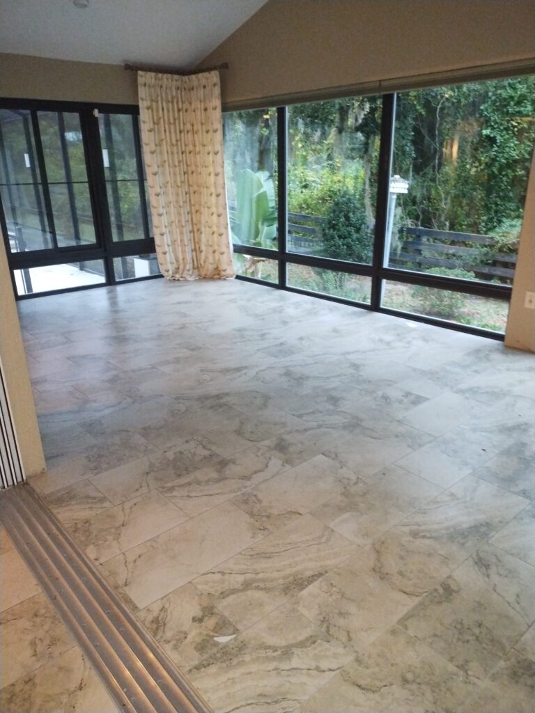 Clean empty lanai patio screen room after estate sale removal in Sugarmill Woods Homosassa Florida